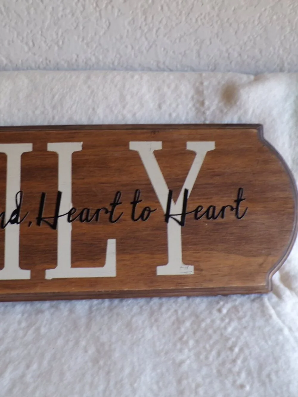 Wooden FAMILY Plaque Side by Side, Hand in Hand, Heart to Heart